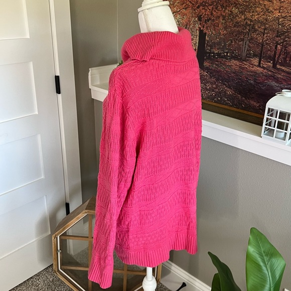 Vintage cowl turtle neck pink Barbie long sleeve chunky knit sweater tunic 8 - Picture 7 of 12